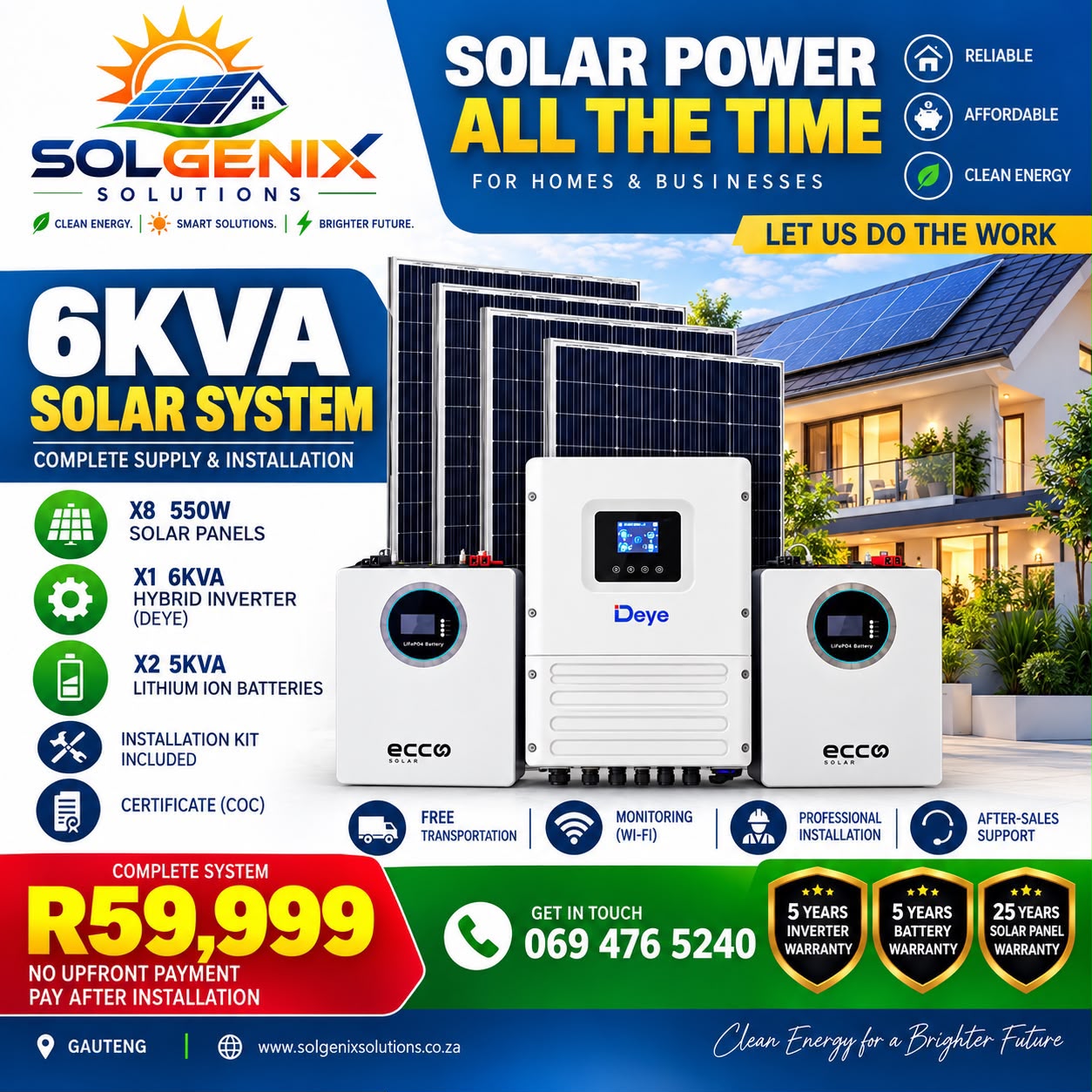 6kVA Complete Solar System — Solgenix package prices and included equipment
